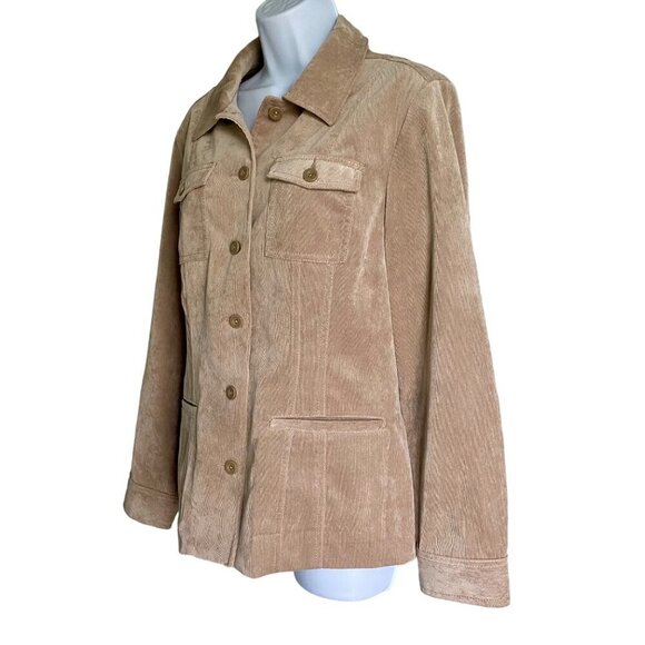 Croft & Barrow Tan Corduroy Button Up Shirt Jacket Women's Medium - Picture 4 of 11